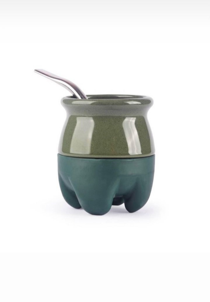 Mate Quechua de Ceramica con Base de Goma + Bombilla - Imagen 2