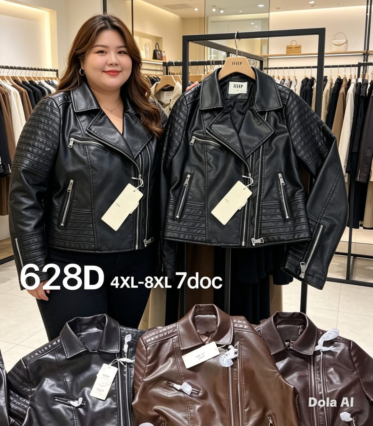 Campera Eco Cuero de Dama Talla Especial - Imagen 2