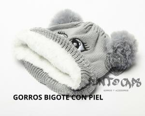 Gorros con Piel Niña Bigotes