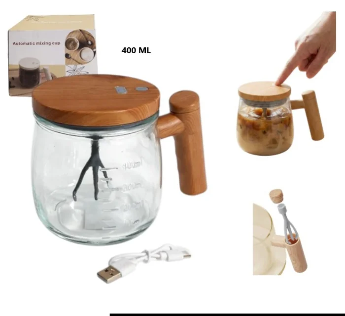 Taza Mezcladora/batidora de Vidrio Recargable