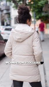 Campera Eco Cuero Largo con Piel/ Tapado Gamuzado Reversible - Miniatura 2