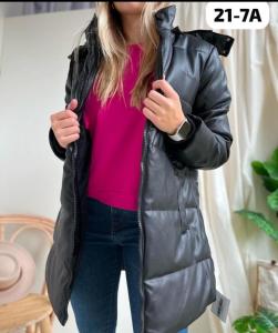 Campera Eco Cuero Largo con Piel/ Tapado Gamuzado Reversible - Miniatura 3