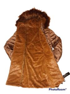 Campera Eco Cuero Largo con Piel/ Tapado Gamuzado Reversible - Miniatura 6