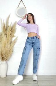 Pantalon Jean Cargo Nevado y Azul
