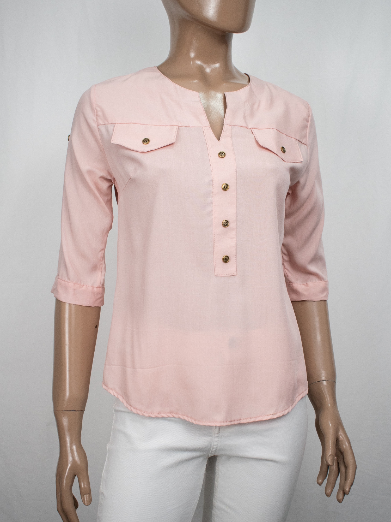 Camisola Cuello V con Botón Manga 3/4 - Imagen 3