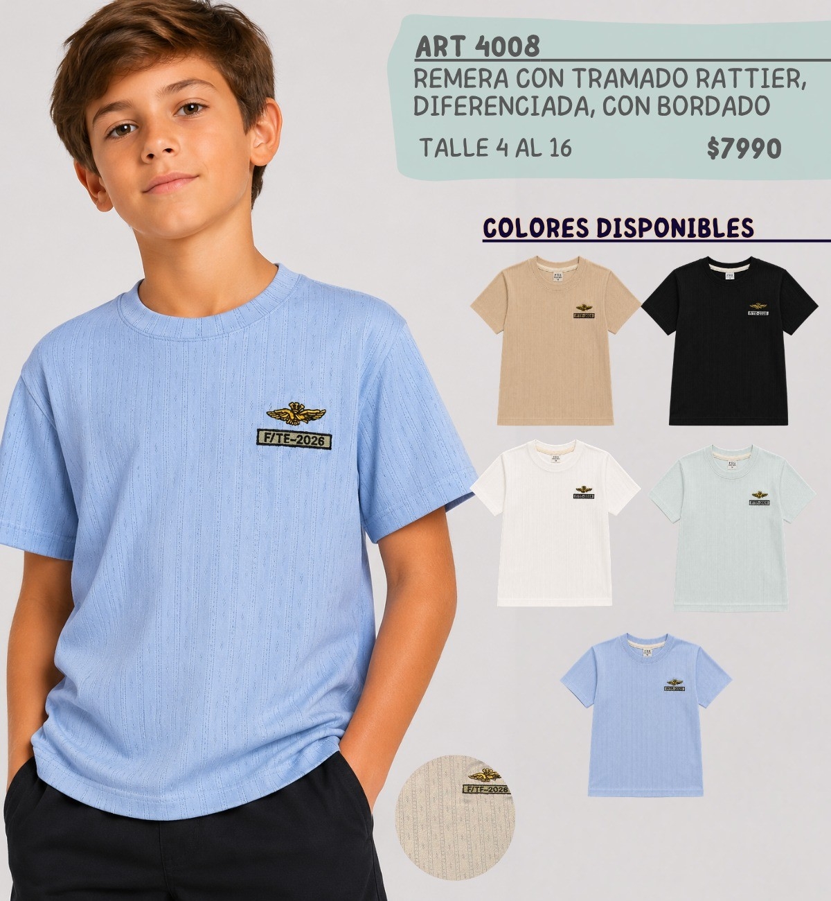 Varon Remera de Algodon Rattier Difereciado con Bordado - Imagen 1
