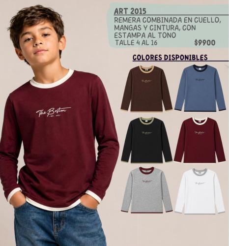 Remera Combinada en Cuello , Puños y Cinturas con Estampa