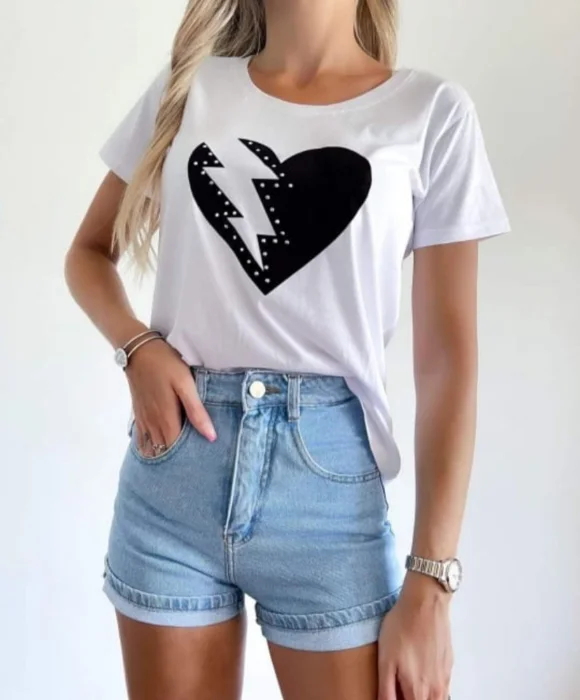 Remera de Algodón con Apliques