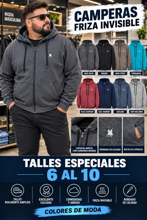 Camperas  Talles Especiales Frisa Invisible