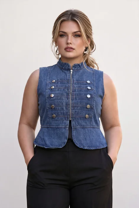 Chaleco Napoleón de Jeans Rijido