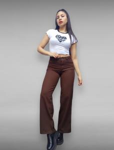 Jean Wide Chocolate Dama