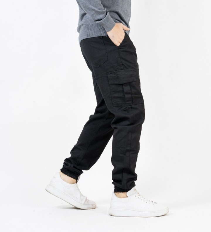 Jean Cargo Jogger Negro Hombre Rígido - Imagen 7