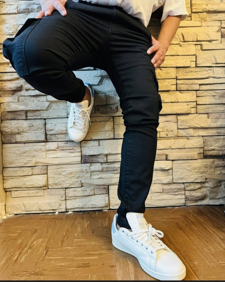 Jean Cargo Jogger Negro Hombre Rígido - Imagen 5