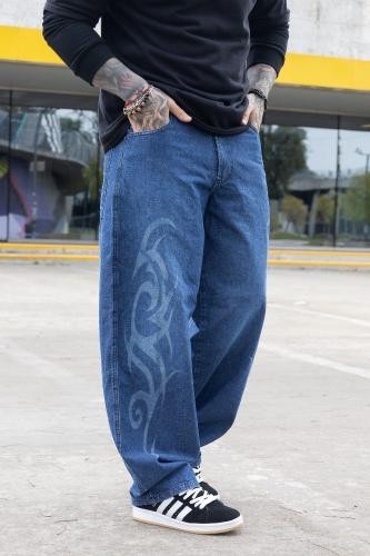 Baggy Jean Hombre Diseño Tribal Azul