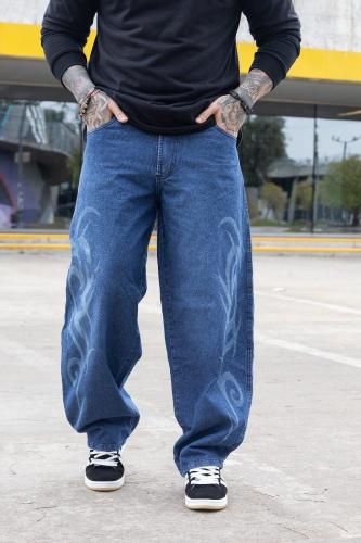 Baggy Jean Hombre Diseño Tribal Azul - Miniatura 2