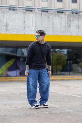 Baggy Jean Hombre Diseño Tribal Azul - Miniatura 4