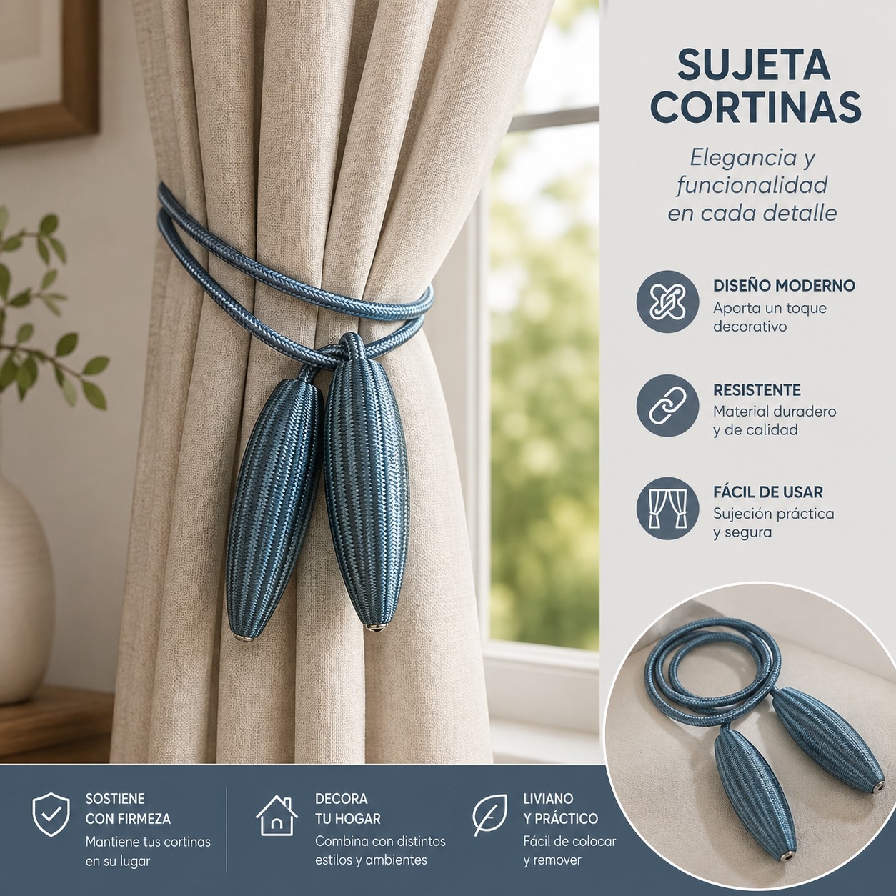 Sujetador Cortinas Pack 2 Und - Imagen 2