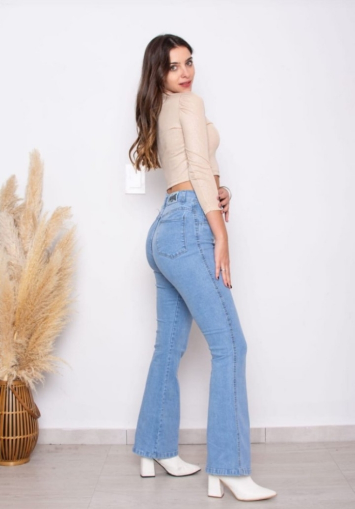 Jeans Oxford Mujer Celeste Elastizado - Imagen 3