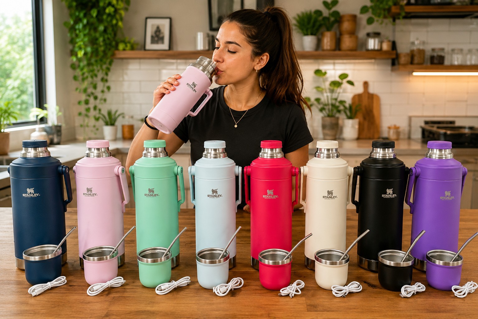 Termo Stanley con Parlante 1.3l con Tapa/mate y Bombilla Doble Manija - Imagen 3