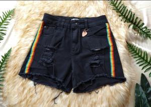 Shorts  Negro Elastizado Tira Full Color