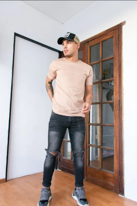 Remeras Algodon Peinado 24.1 Beige Habano (cortes Reales)