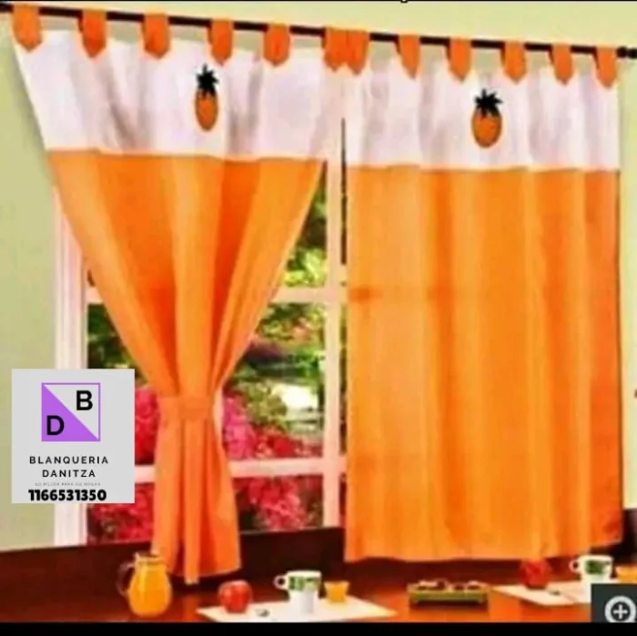 Cortinas de Cocina Bordadas Microfibra