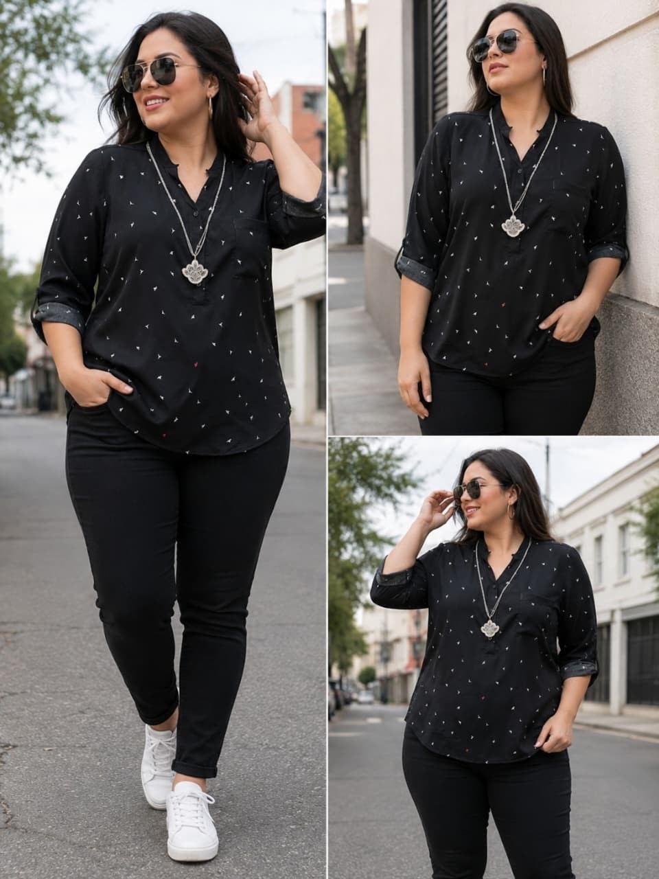 Camisolas Cuello Mau Estampadas Mangas 3/4 en Fibrana Rayón Poplin Calidad Premium - Imagen 2