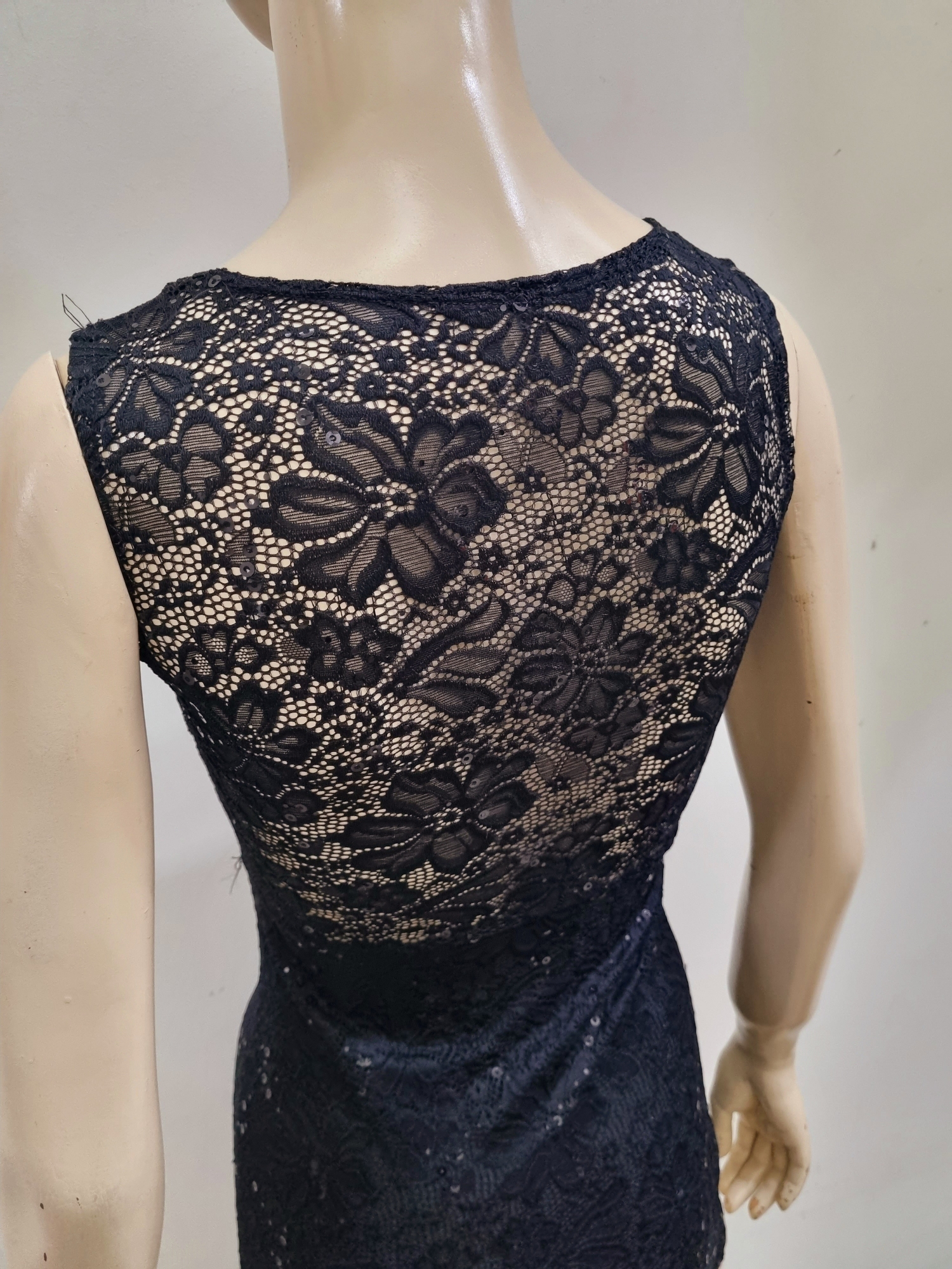 Vestido Escote/esp Transparencia - Encaje C/lentejuela - Imagen 2