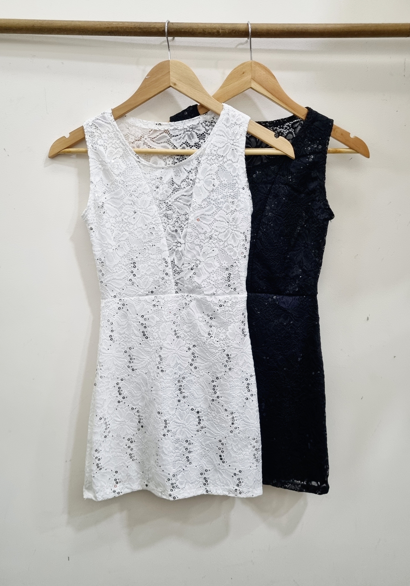Vestido Escote/esp Transparencia - Encaje C/lentejuela - Imagen 3