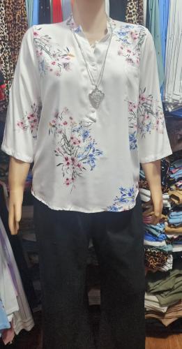 Camisolas Cuello Mau Estampadas Mangas 3/4 en Fibrana Rayón Poplin Calidad Premium