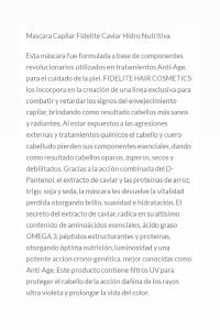 Caviar Máscara Hidro Nutritiva 250g. Baño de Crema Fidelite - Miniatura 4