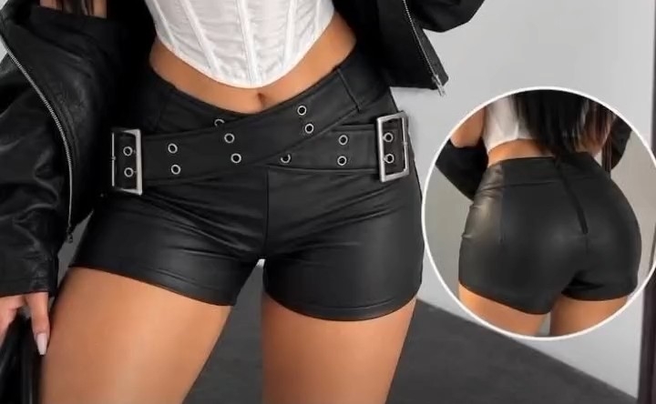 Short Engomado Doble Cinto Dama - Imagen 2