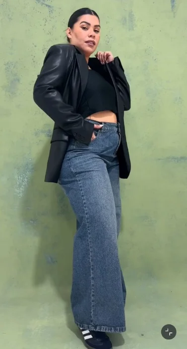 Jean Wide Azul Especial  Dama Rígido Palazo