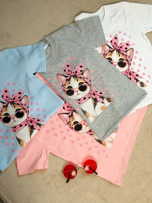 Remera Gatito con Lunares para Niña