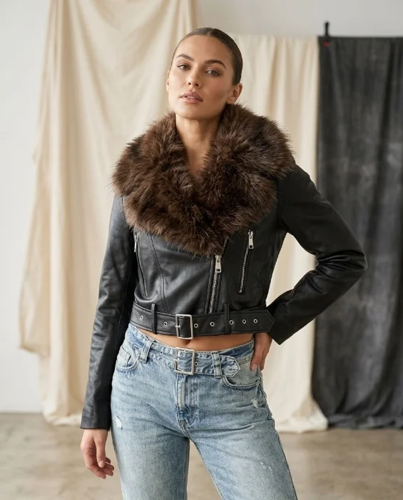 Campera Ecoc Cuero con Piel Desmontable
