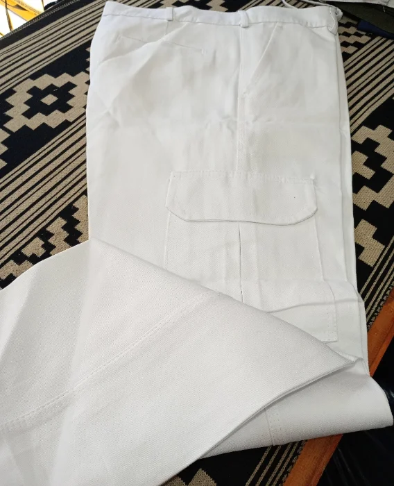 Pantalón Cargo de Trabajo Blanco para Frigorífico Triple Costura