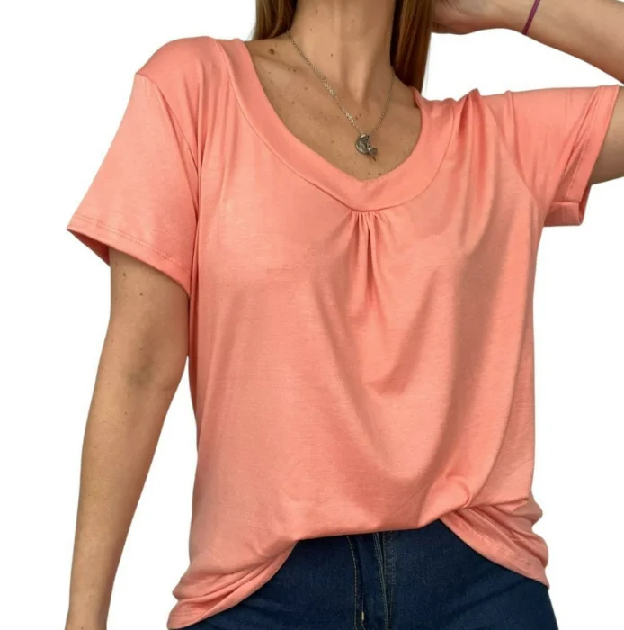 Remera Frunce Cuello Modal Viscosa