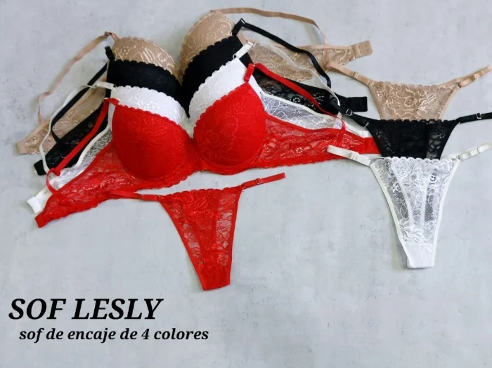 Conjuntos Soft de Encaje 4 Colores Lesly