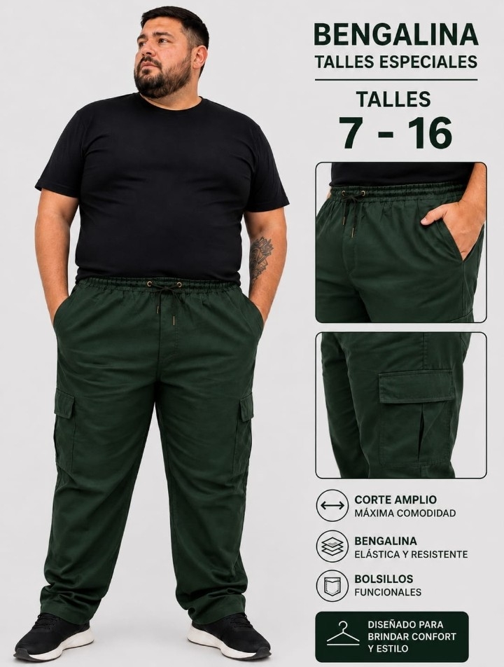 Pantalones de Bengalina Cargo Talles Especiales - Imagen 2