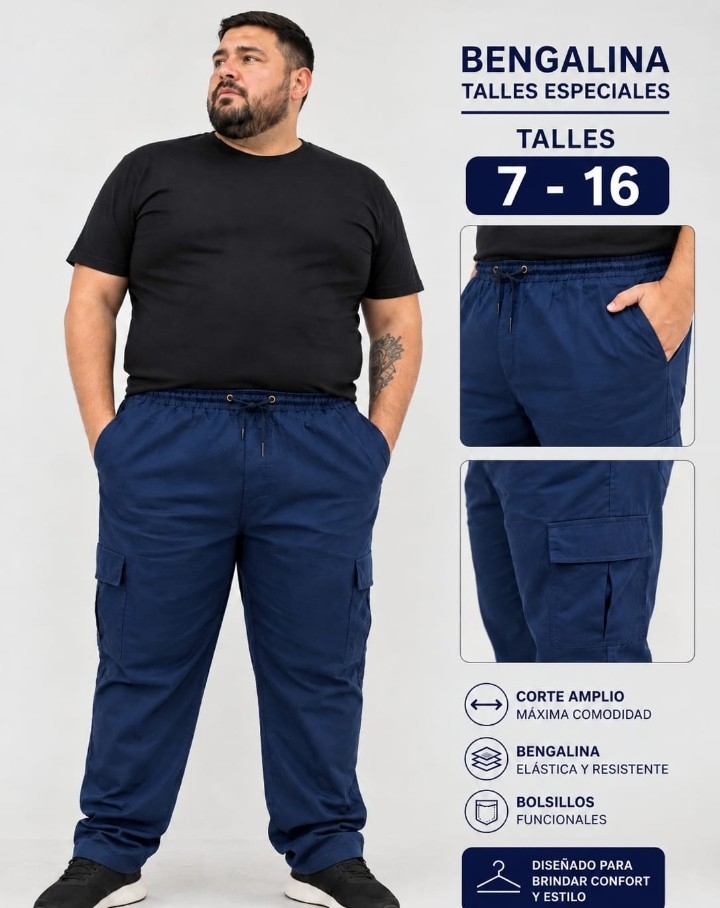 Pantalones de Bengalina Cargo Talles Especiales - Imagen 3