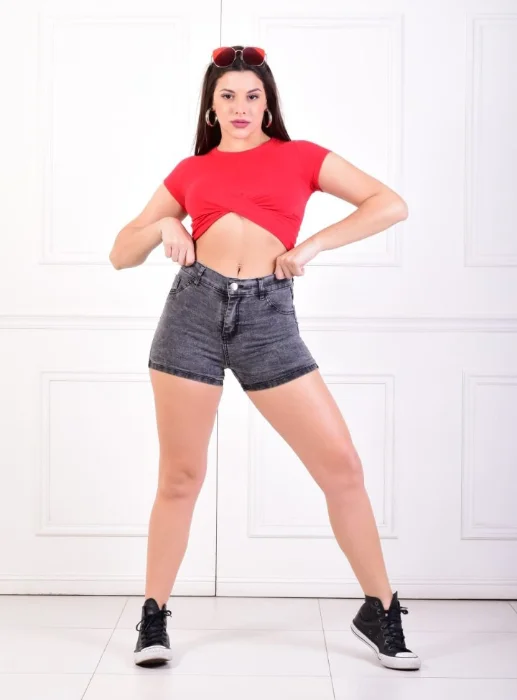 Short Dama Jean Gris Elástizados