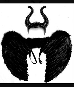 Alas Negras Angel Maléfica  Vincha Niña de Plumas.