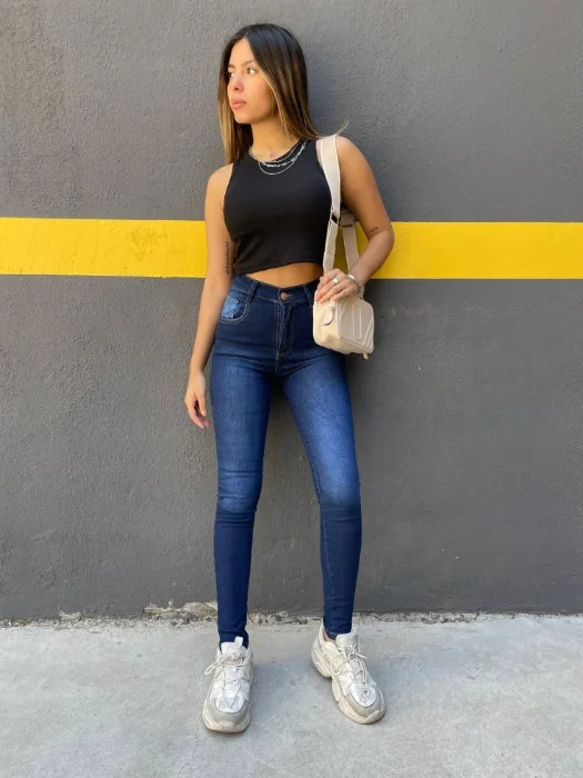 Pantalón Azul Liso de Dama
