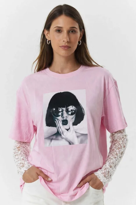 Remera Manga Encaje Importado