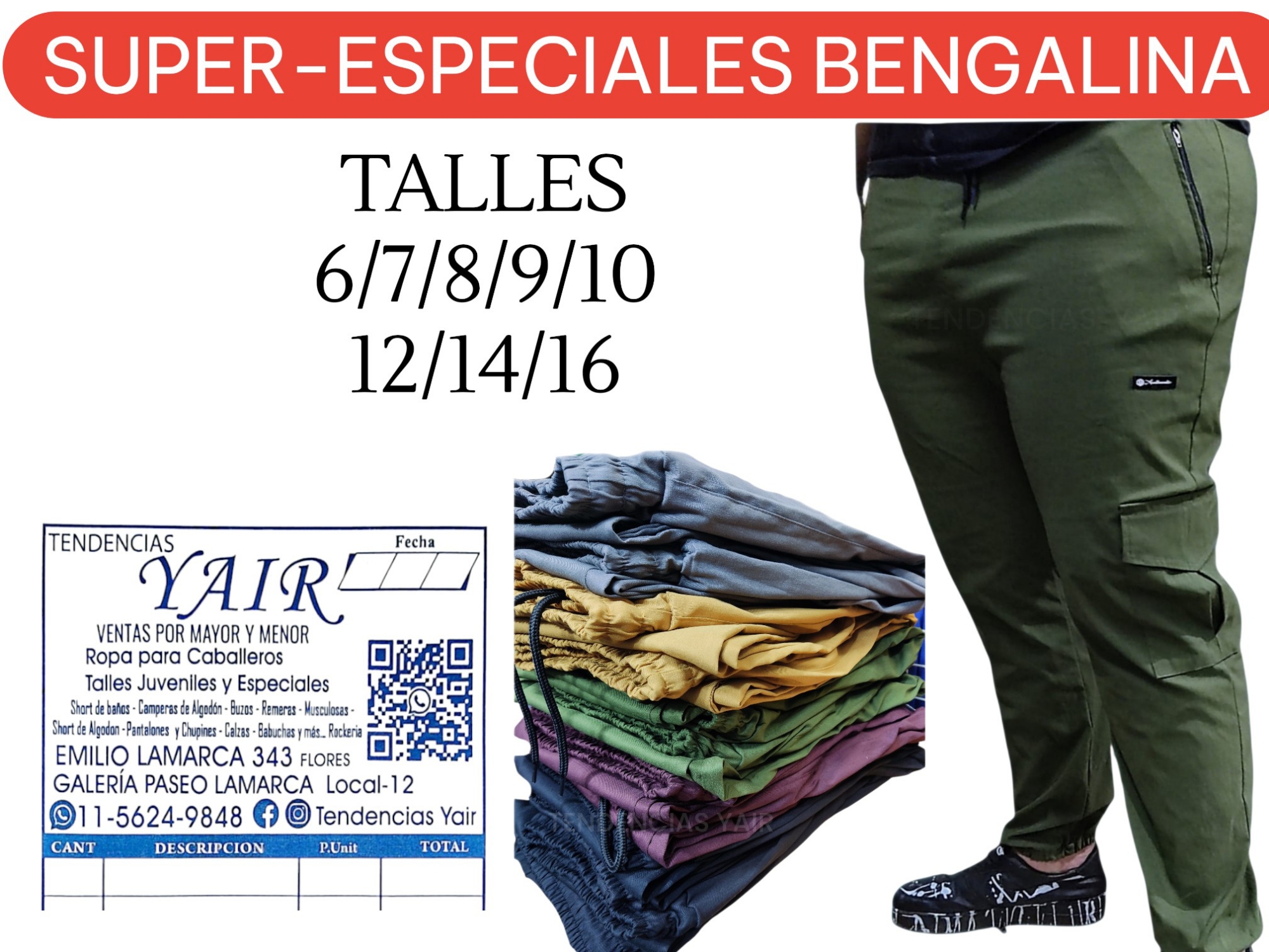 Bengalina Jogger Cargo T/especiales Elastizada - Imagen 1