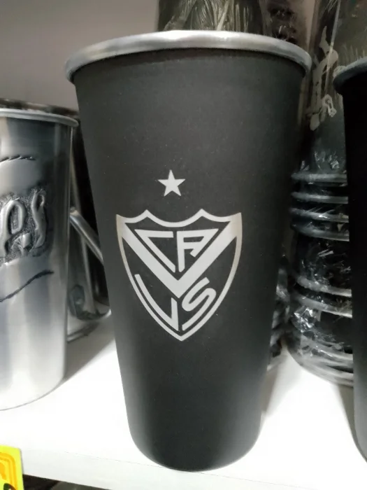 Vaso Fernet de Aluminio Grabado 1 Litro de Velez Talleres y Quilmes