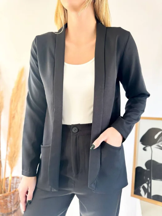 Blazer Largo Crepe Sastrero