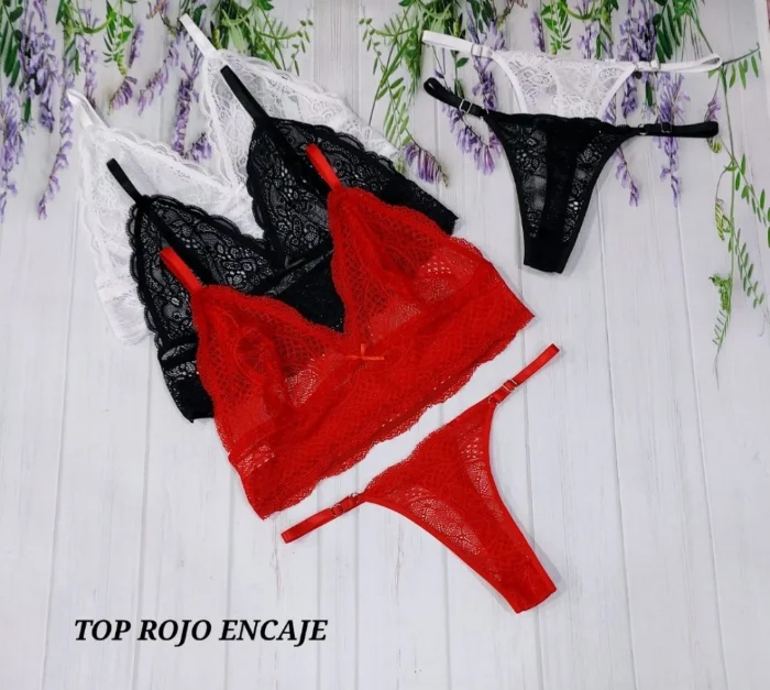Conjuntos Top de Encaje C/rojo