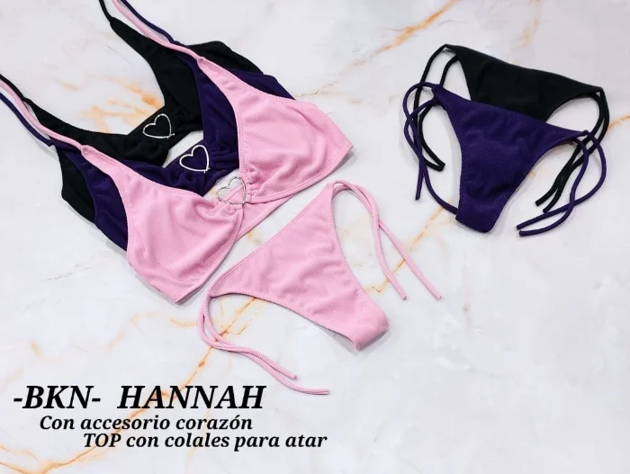 Bikini Top con Accesorio Corazón y Colaless para Atar Hannah