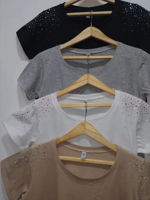 Remera Algodón con Strass